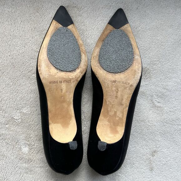 Michael Kors Black Satin Kitten Heel Pump Women 7 Pointed Toe Classic Minimalist - Picture 12 of 14
